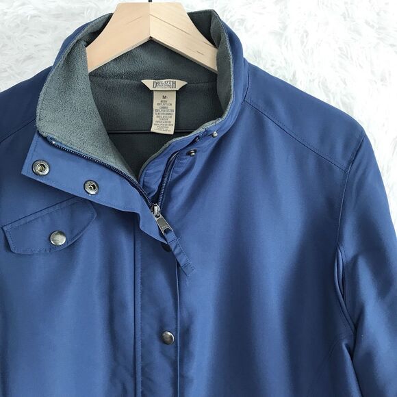 Duluth Trading Nylon Jacket Blue Fleece Lined Full Zip Snap Button Womens Medium - Picture 3 of 9